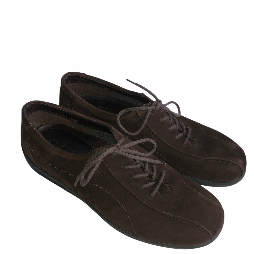 Ecco Brown Suede Lace-Up Comfort Shoes-Sz 40  (9-9.5)